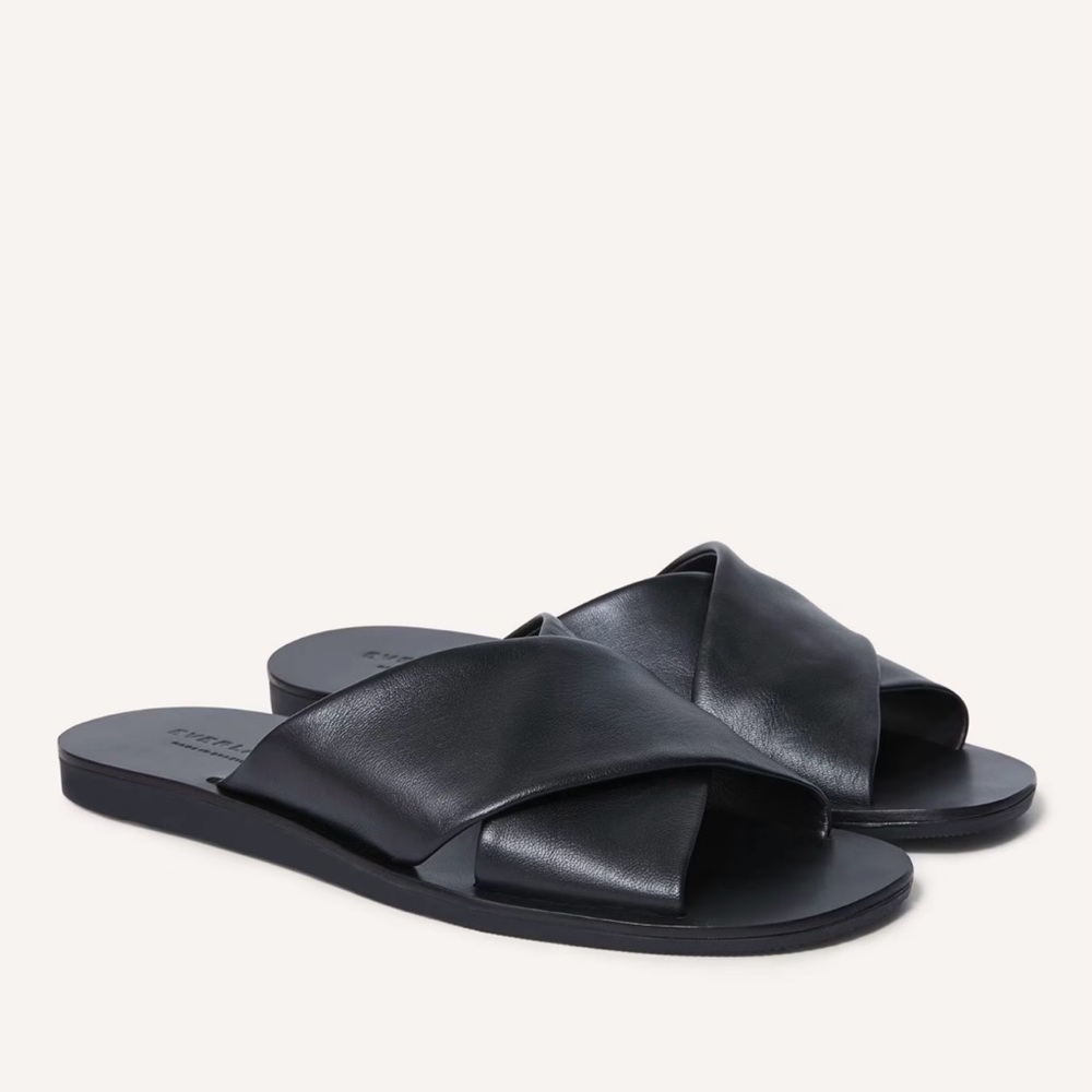 Everlane The Day Crossover Black Slide Sandals 9.5